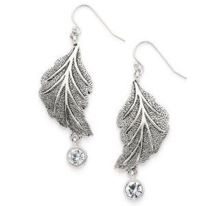 Cookie Lee Silver/crystal Leaf earrings